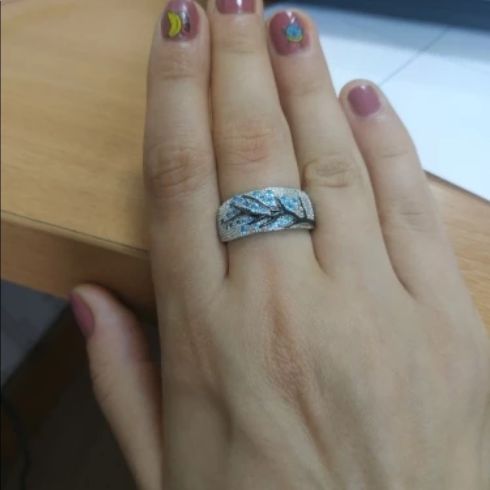New 925 Silver Tree Branch Crystal zircon Ring - Picture 3 of 5